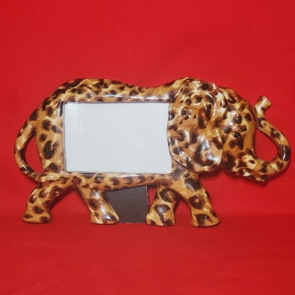 Decoupage Elephant Figurine Photo Picture Frame - Picture 1 of 11